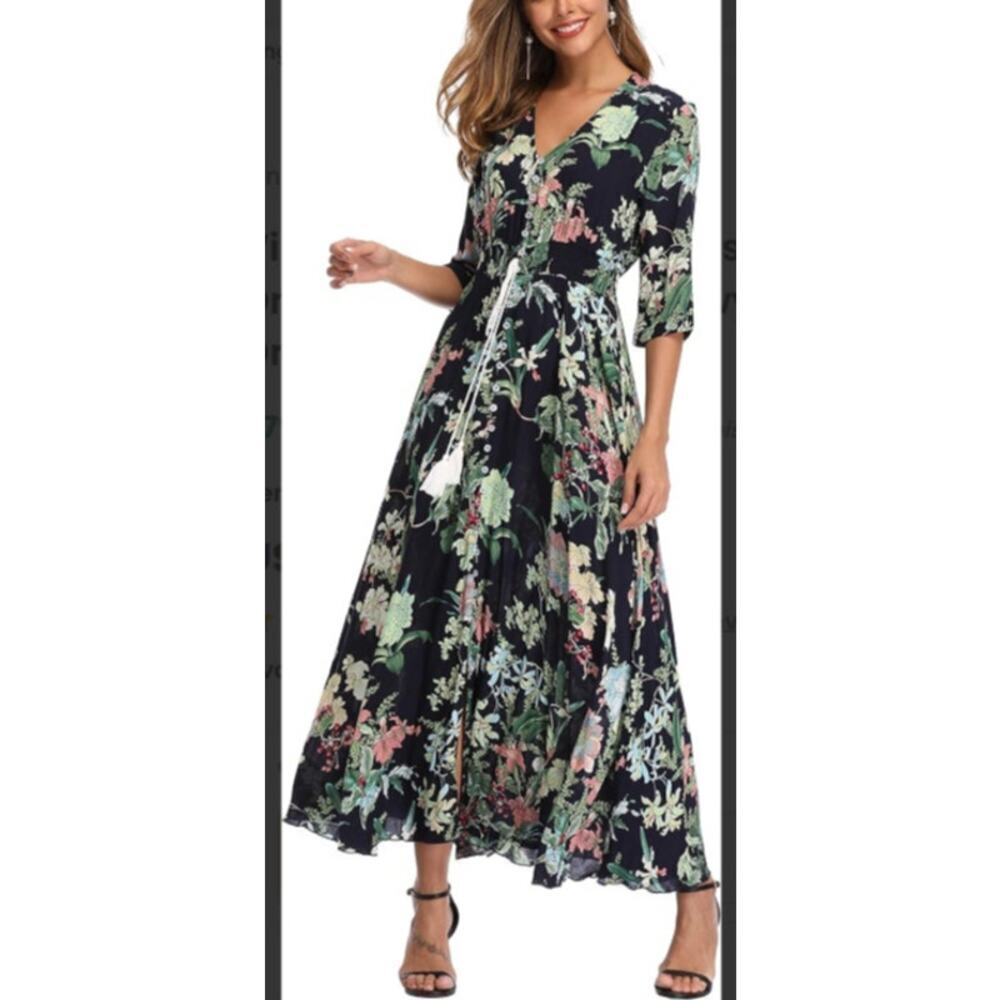 Women's Floral Maxi Dress - Perfect for Summer Size S